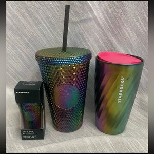 💥💥3 NWT Starbucks Oil Slick Bundle With Keychain💥💥